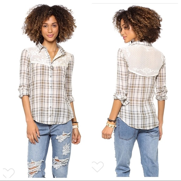 Free People Tops - Free People Plaid Saddle Up Shirt Sz M NWOT
